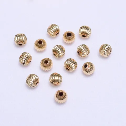 Copper Ribbed Pumpkin Spacer Beads Gold Silver Plated For DIY Jewelry Making Bracelet Necklace Handcrafted Craft Findings Accessory