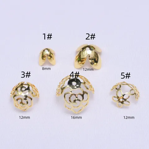 Copper Gold Silver Plated Flower Bead Caps DIY Jewelry Making Hollow Rose Petal Bracelet Necklace Finding Accessories