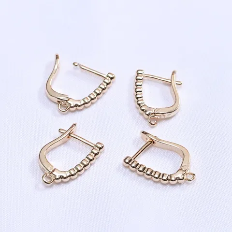 Crochets de Boucles d'Oreilles en Forme de D Perlés en Cuivre Plaqué Or Apprêts Avec Boucle Ouverte Pour DIY Bijoux