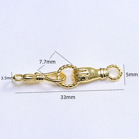 Vintage Copper 14K Gold Plated Hand Holding Ring Connector Clasp Zirconia Inlaid Jewelry Findings For Necklace Bracelet DIY Making