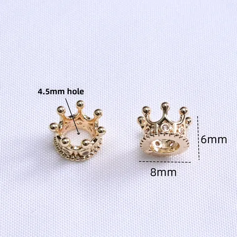 14K 18K Gold Plated Brass Crown Spacer Beads Micro Pave Zircon Loose Beads For DIY Bracelet Necklace Jewelry Making Accessories