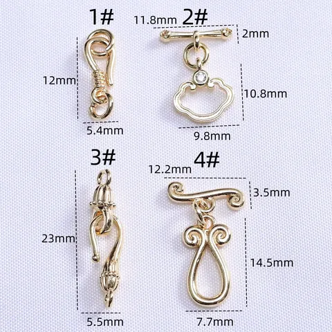DIY Jewelry Connectors Gold Plated Copper OT Clasps S-Hooks With Zirconia Auspicious Cloud Ruyi Findings For Necklace Bracelet Making
