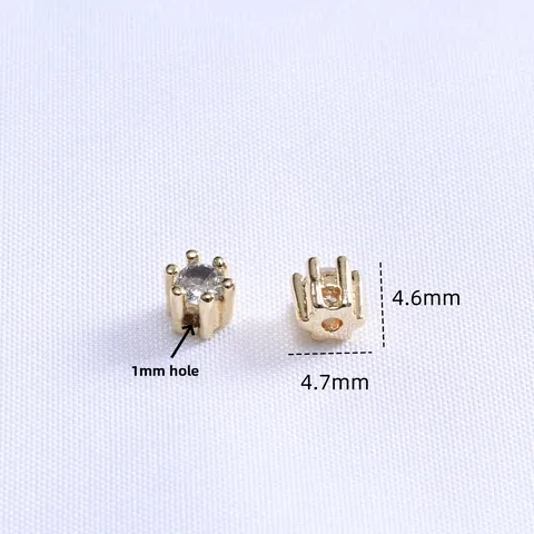 Cuentas Espaciadoras de Zirconia de Cobre Chapado en Oro 14K 18K Accesorios para Creación de Joyas DIY Collar Pulsera