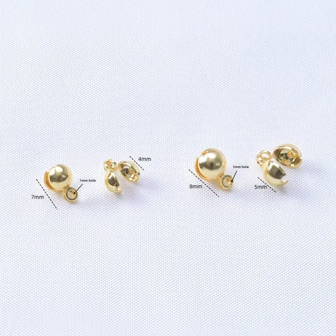 Gold Plated Copper Round Crimp Bead Covers Ending Clasps For DIY Jewelry Making Bracelet Necklace Findings Accessories
