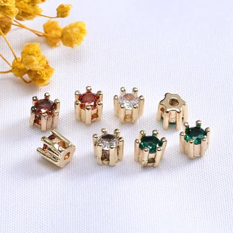 Cuentas Espaciadoras de Zirconia de Cobre Chapado en Oro 14K 18K Accesorios para Creación de Joyas DIY Collar Pulsera