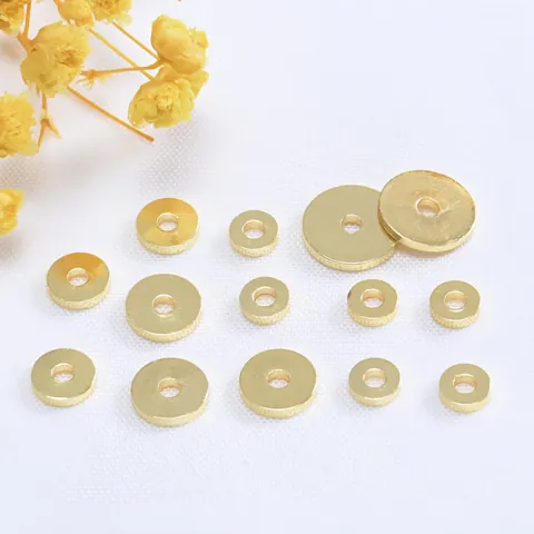 Cuentas Espaciadoras Planas Redondas de Cobre Laminado en Oro de 18K Juntas de Metal Para Bricolaje Joyería Hecha a Mano