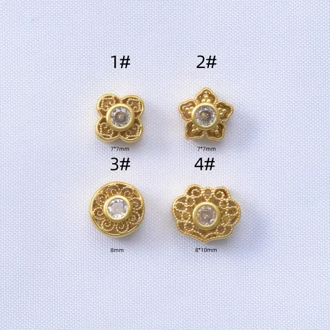 Color Preserving Copper Gold Silver Plated Zirconia Inlaid Clover Round Hollow Flower Jewelry DIY Spacer Beads Pendants Findings