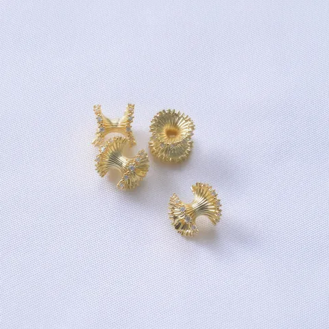 14K Gold Filled Copper Zirconia Irregular Wave Spacer Beads For DIY Bracelet Jewelry Making Findings Copper Gold Silver Plated Zirconia Accessories