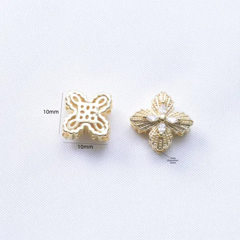 18K Gold Plated Copper Zirconia Loose Beads Clover Butterfly Cross Flower Jewelry Making DIY Bracelet Accessories