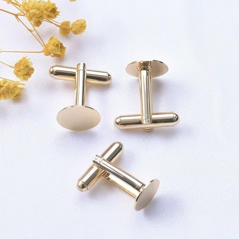 Material de Base de Bricolaje de Gemelos Franceses de Cobre Bandeja Plana para Traje de Negocios de Hombres Chapado en Oro Plata Redondo Hallazgos de Joyería
