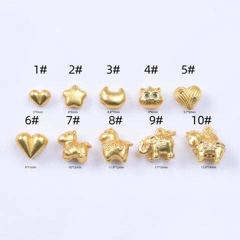 Electroplated Copper Gold Beads Star Heart Cat Animal Horse Pendant Charms For Jewelry Making DIY Bracelet Accessories