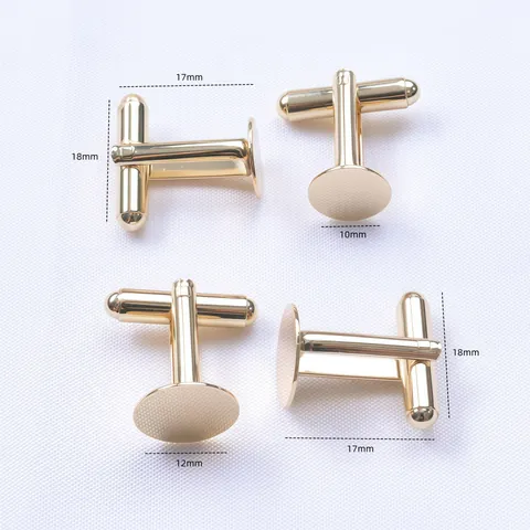 Material de Base de Bricolaje de Gemelos Franceses de Cobre Bandeja Plana para Traje de Negocios de Hombres Chapado en Oro Plata Redondo Hallazgos de Joyería
