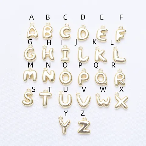 18K Gold Plated Brass 3D Bubble Letter Pendants DIY Alphabet Charms For Jewelry Making Bracelet Necklace Accessories