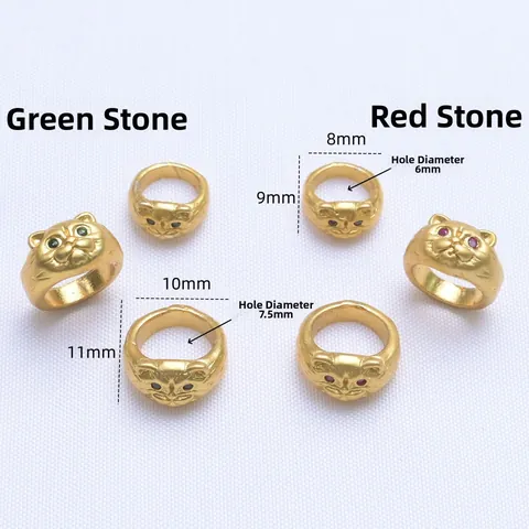 Perles Intercalaires Chat de la Fortune en Laiton Plaqué Or Avec Incrustation de Zircone Perles Tête de Chat pour Bracelet DIY Bijoux Femme Cadeau