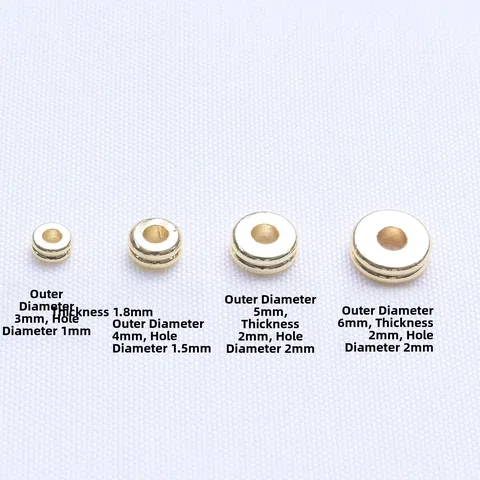 Messing 14k 18k Goldgefüllte Abstandshalter Perlen Flach Rund Gerillte Spacers DIY Schmuckherstellung Zubehör Für Armband Halskette