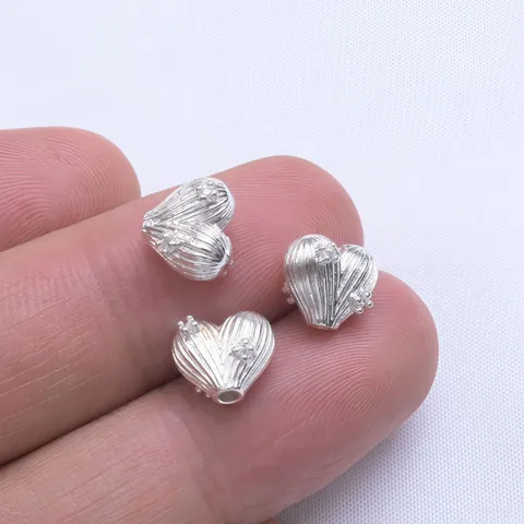 Striped Zirconia Heart Spacer Beads Copper DIY Jewelry Making Accessories For Bracelet Necklace 18K Gold Filled Silver