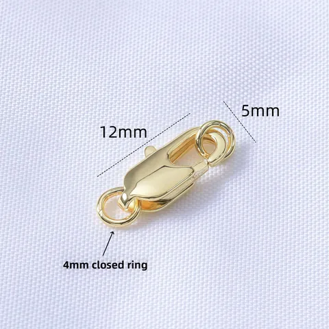 Brass 18K Gold Plated Lobster Clasp With Jump Ring For Bracelet Necklace DIY Jewelry Making Connector Finding Accessory