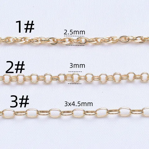 14k 18k Gold Plated Brass Jewelry Chains Bulk O Link Wave Oval Chain For DIY Necklace Bracelet Making Findings Supplies