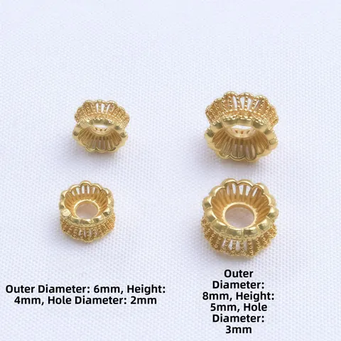 Tulipanes para Cuentas Calados de Latón para Creación de Joyas DIY Estilo Vintage Chapado en Oro Plata Distanciadores