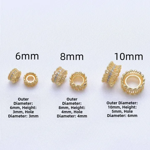 Perles D'Espacement Évidées En Laiton Plaqué Or 18K Zircon Accessoires De Bijoux DIY Calottes De Perles En Dentelle