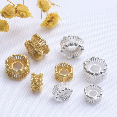 Tulipanes para Cuentas Calados de Latón para Creación de Joyas DIY Estilo Vintage Chapado en Oro Plata Distanciadores
