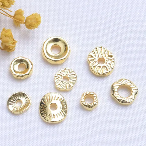 18K Gold Plated Alloy Irregular Baroque Spacer Beads For DIY Jewelry Making Bracelet Necklace Sunburst Textured Loose Beads