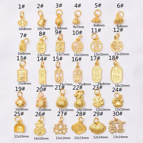 Antique Gold Alloy Chinese Style DIY Jewelry Charms Lucky Fu Plaque Lotus Pod Pendant For Bracelet Necklace Making