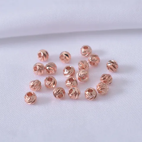 Perles d'Espacement en Cuivre Laminé d'Or 14K Perles Pleines à Spirale pour Fabrication de Bracelets et Colliers DIY Accessoires de Bijouterie Artisanale