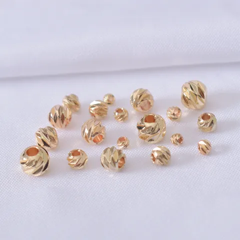Perles d'Espacement en Cuivre Laminé d'Or 14K Perles Pleines à Spirale pour Fabrication de Bracelets et Colliers DIY Accessoires de Bijouterie Artisanale