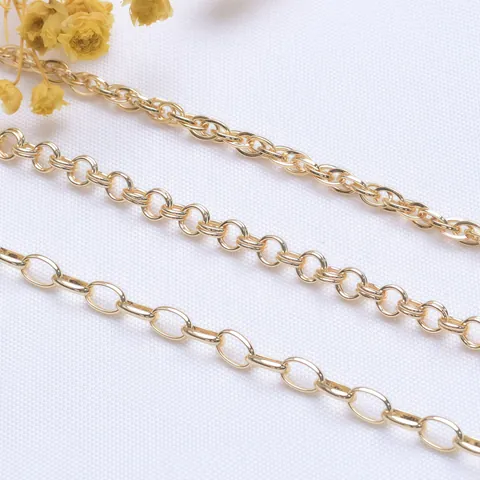14k 18k Gold Plated Brass Jewelry Chains Bulk O Link Wave Oval Chain For DIY Necklace Bracelet Making Findings Supplies