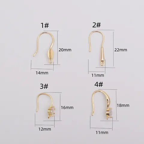 Brass Earring Hooks With Cubic Zirconia For DIY Jewelry Making 14K Gold Plated Earring Components Handcrafted Jewelry Findings