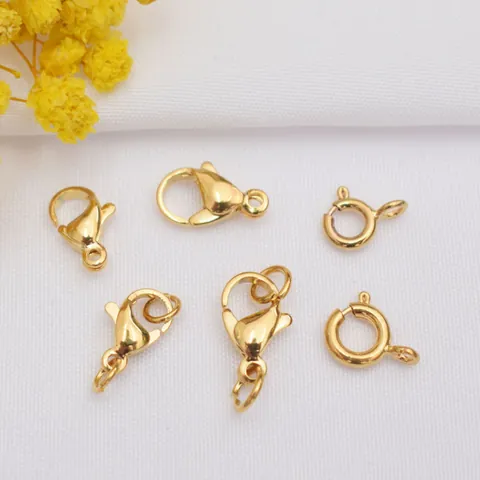 Stainless Steel Lobster Clasp Spring Ring Vacuum Gold Plated DIY Necklace Bracelet Connector Handmade Jewelry Accessory