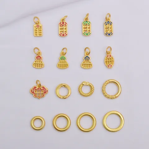 Vintage Copper Antique Gold DIY Pendants Enamel Abacus Gourd Charms For Bracelet Necklace Jewelry Making Findings