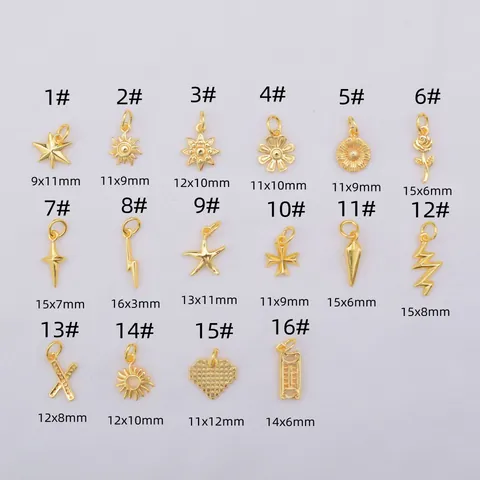 DIY Χάλκινα Κρεμαστά Κοσμημάτων Επιχρυσωμένα 18k Διατήρηση Χρώματος Λουλούδι Καρδιά Αστέρι για Κατασκευή Βραχιολιών Κολιέ