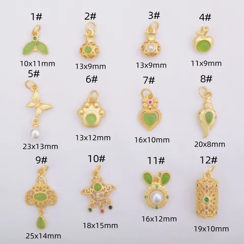 Ancient Gold Plated Brass Pendants For DIY Jewelry Making Sea Snail Fish Tail Bow Butterfly Heart Shape Charms Accessories