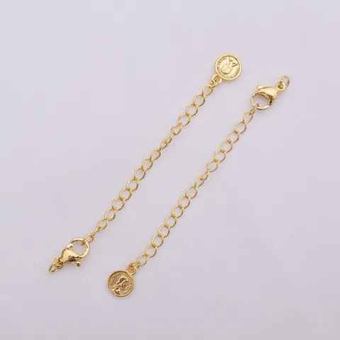 Gold Plated Copper Jewelry Extension Chain With Stainless Steel Lobster Clasp Coin Angel Heart Waterdrop Pendant DIY Accessories