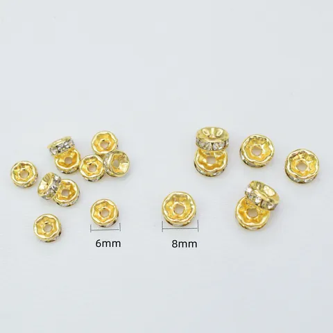 Kristal Strass Rondelle Tussenkralen 14K 18K Verguld Koper Metaal Spacers Voor DIY Sieraden Maken Armband Ketting