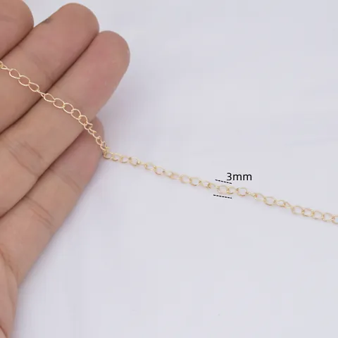 DIY Κατασκευή Κοσμημάτων Χάλκινη Αλυσίδα Αλυσίδα Επέκτασης για Κολιέ Βραχιόλι Μεταλλική Αλυσίδα 14k Χρυσό 3mm
