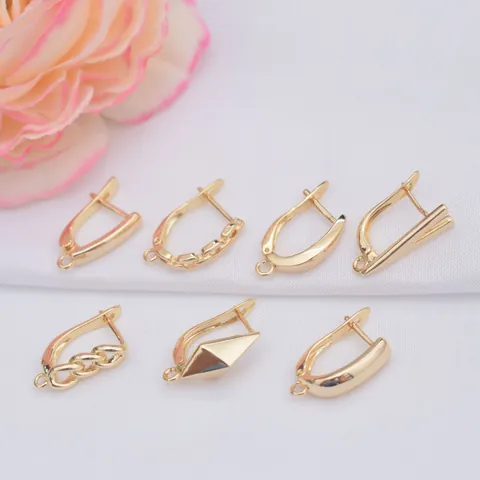 Crochets de Boucles d'Oreilles Dormeuses en Laiton Rempli d'Or 14K Or Blanc Forme de U Apprêts Géométriques pour Création Bijoux DIY Femme