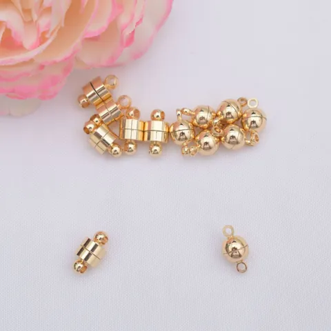 Magnetischer Schmuckverschluss Kupfer 14K Gold Gefüllt Rund Kugel Zylinder Verbinder Für Halskette Armband DIY Zubehör
