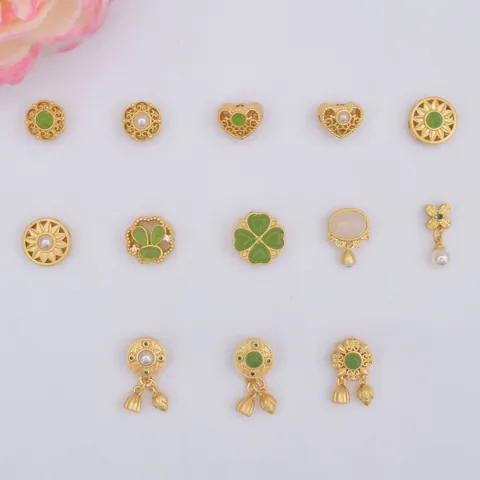 Vintage Brass Ancient Gold Plated Rabbit Clover Heart Lotus Charms For DIY Bracelet Necklace Making Oriental Jewelry Findings