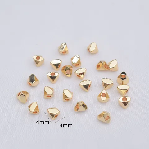 Irregular Geometric Polyhedron Copper Spacer Beads 14K 18K Gold Filled Silver Plated DIY Jewelry Making Bracelet Necklace Findings