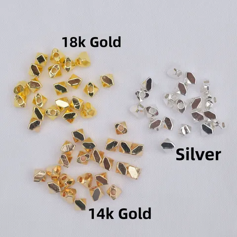 Irregular Geometric Polyhedron Copper Spacer Beads 14K 18K Gold Filled Silver Plated DIY Jewelry Making Bracelet Necklace Findings