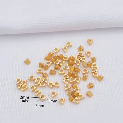 Professional Brass Triangle Spacer Beads Gold Filled Silver Plated DIY Jewelry Making Findings For Necklace Bracelet Crafting Handmade Supplies