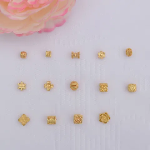 Ancient Gold Plated Copper Hollow Spacer Beads Vintage Lotus Pumpkin Clover Pattern DIY Beads For Bracelet Necklace Jewelry Making