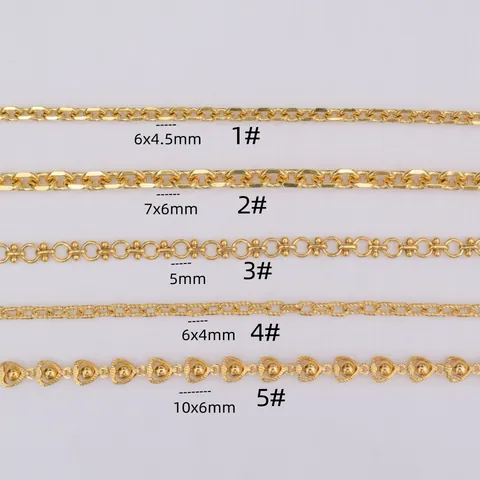 Chaînes en Laiton Fait Main DIY Bijoux Maillons Plaqué Or 24K O-Forme Cœur Ovale Perle Accessoires pour Collier Bracelet