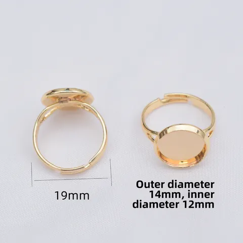 Messing Verstellbarer Ringrohling Mit Rundem Tablett 14k Gold Plattiert Farberhaltend Ring Zubehör Für DIY Schmuckherstellung