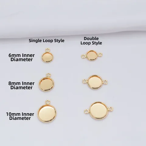 Base per Pendente a Vassoio con Lunetta Rotonda in Rame Riempito d'Oro 14k Diametro Interno Taglia da 6 a 14 a Doppio Ciclo Singolo per la Creazione di Gioielli Fai da Te