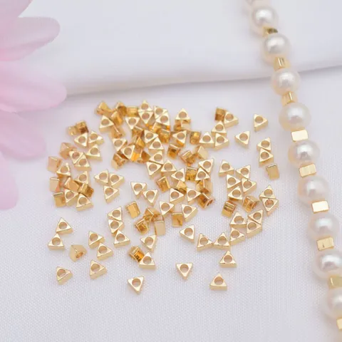 Professional Brass Triangle Spacer Beads Gold Filled Silver Plated DIY Jewelry Making Findings For Necklace Bracelet Crafting Handmade Supplies