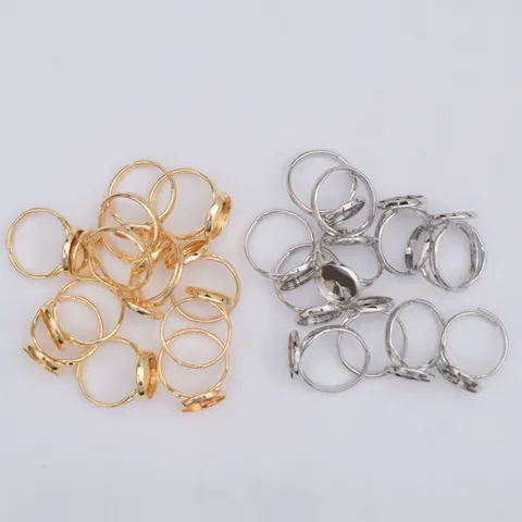 Base Per Anello Regolabile In Ottone Con Vassoio Rotondo Vuoto Placcato Oro 14k Per La Creazione Di Gioielli DIY